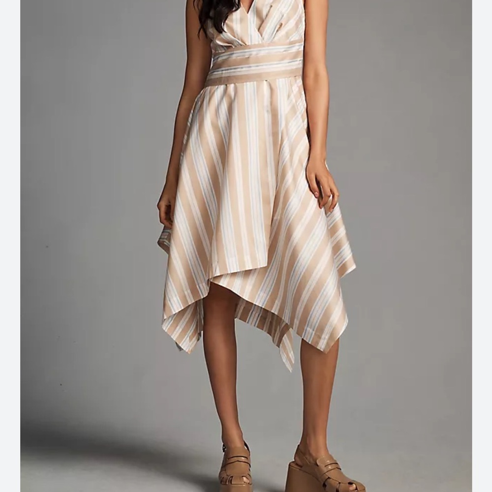 Maeve Gold Asymmetrical Wrap Sundress